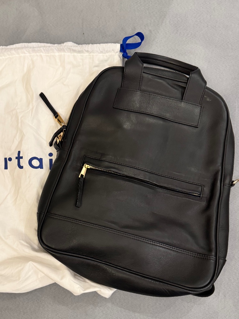 Bartaile C12 Leather Backpack Black Gold Hardware Like New